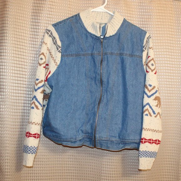 Women's Petite Medium Southwest Style Jean Denim Jacket - Picture 1 of 13